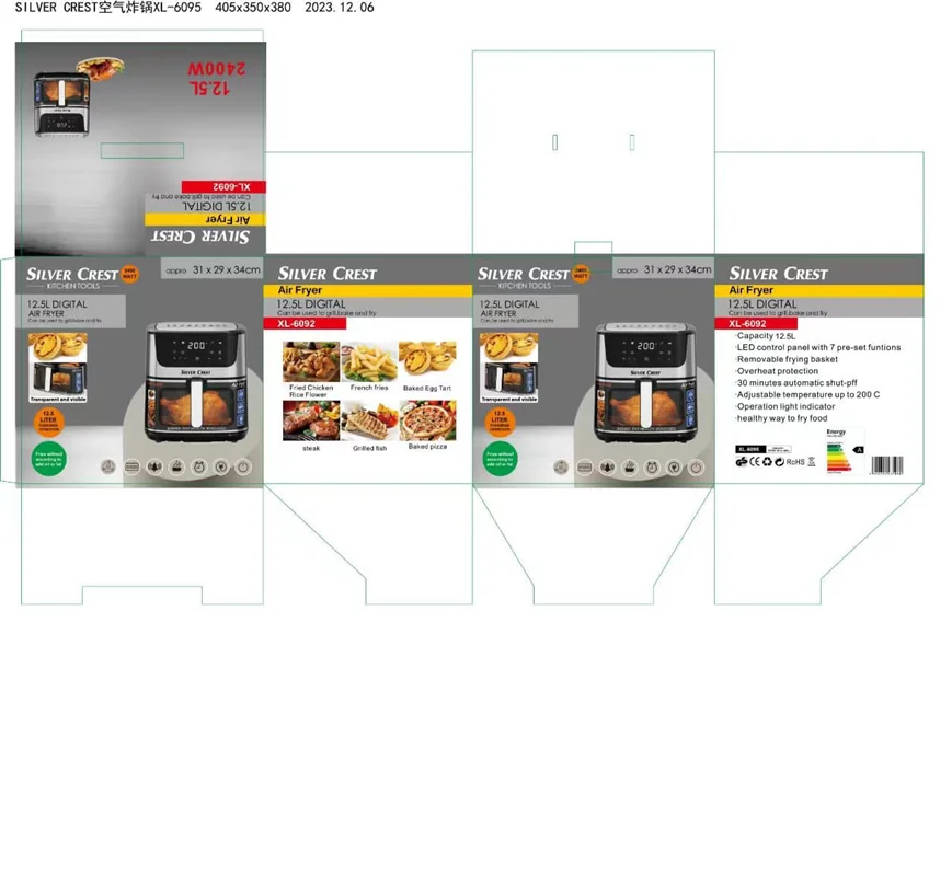 سرخ کن 12.5 لیتر 2400 وات سیلور کرست مدل AIR FRYER SILVER CREST I AFSC12.5