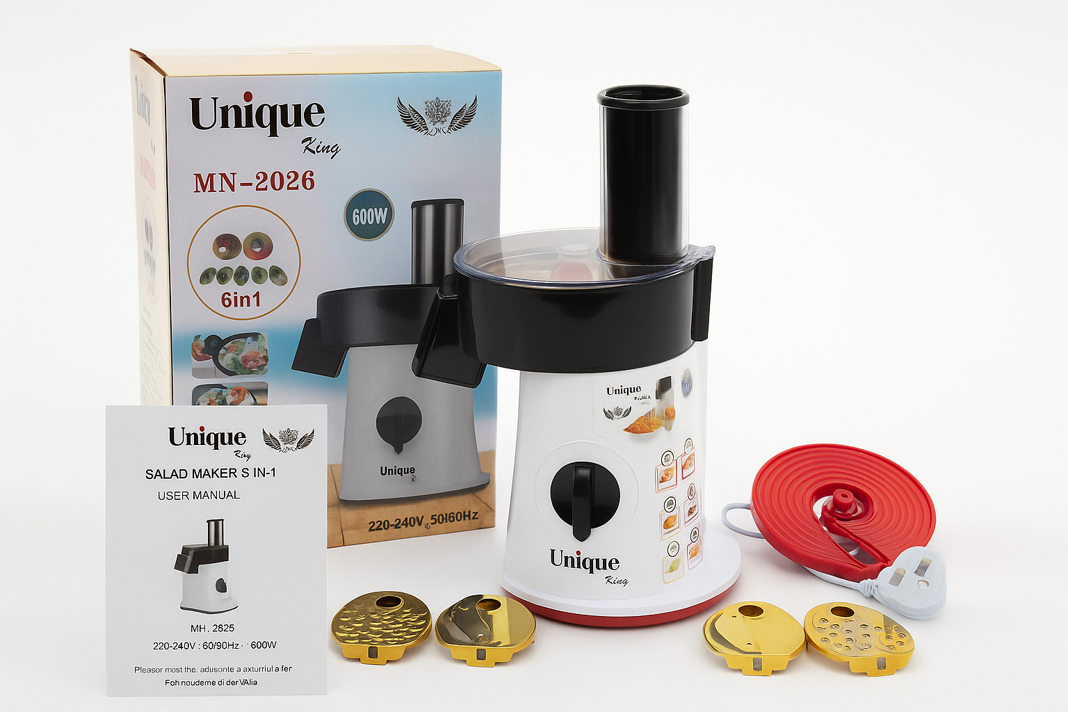 سالاد ساز 6 کاره یونیک مدل MN-2026 با تیغه های طلایی