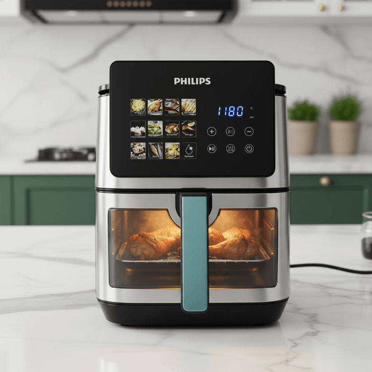 سرخکن دوالمنت 15 لیتر فیلیپس- مانیتوردار جلو شیشه ای- توان3800 وات مدل PH-9276