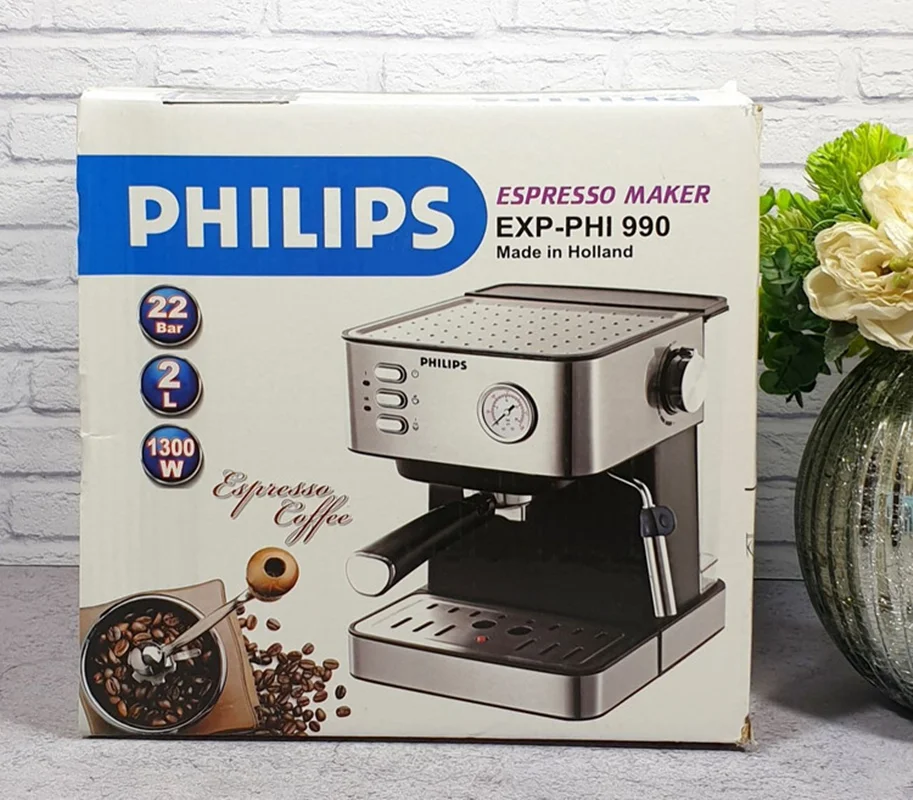 اسپرسوساز فیلیپس مدل PHI990 ( محصول کشور هلند) 22بار برای تو لید لاته کاپوچینو اسپرسو دابل افوگاتو امریکانو نسکافه